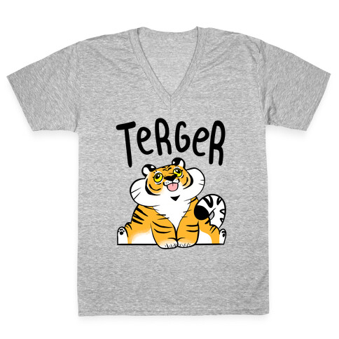 Terger Derpy Tiger V-Neck Tee Shirt