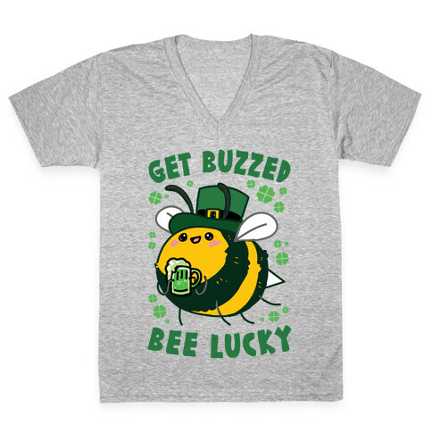 Get Buzzed, Bee Lucky V-Neck Tee Shirt