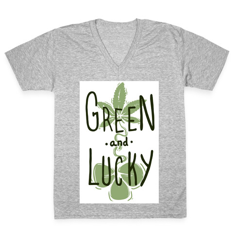Green and Lucky V-Neck Tee Shirt