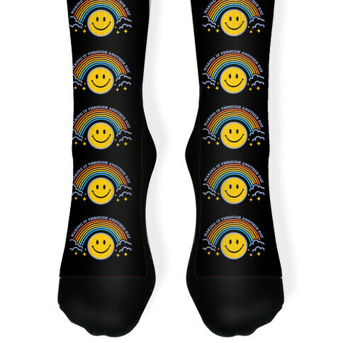 Making It Through Another Day Smiley Face Sock