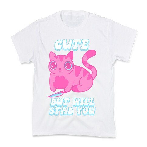 Cute But Will Stab You Cat Kids T-Shirt