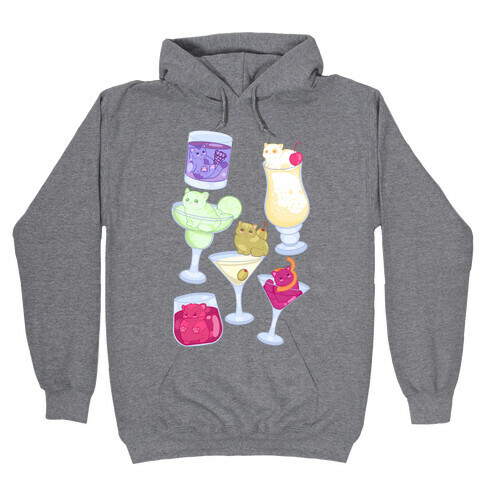 Cat Cocktails Pattern Hooded Sweatshirt