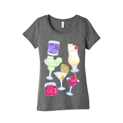 Cat Cocktails Pattern Womens T-Shirt