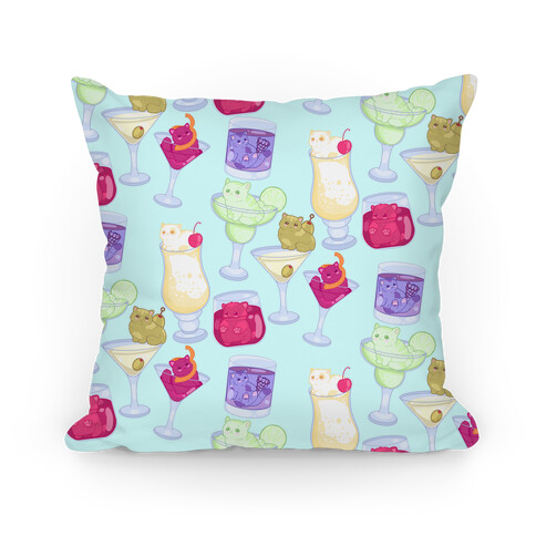 Cat Cocktails Pattern Pillow