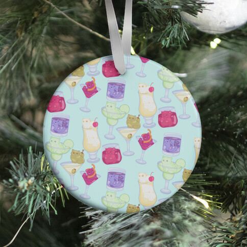 Cat Cocktails Pattern Ornament