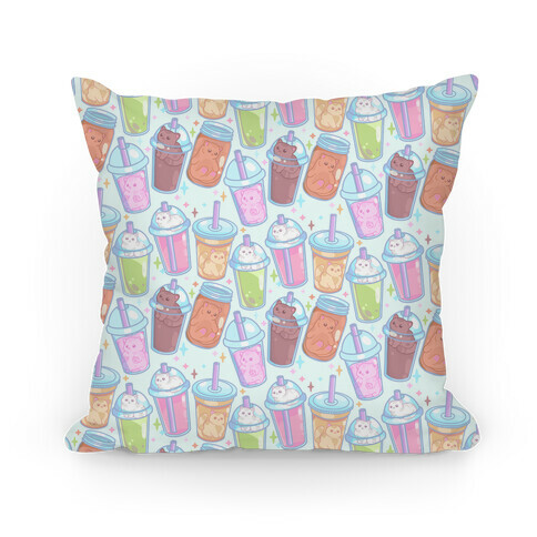 Kawaii Cat Cafe Drinks Pillow