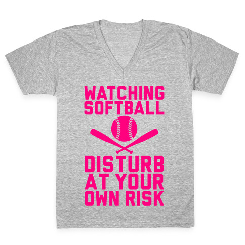 Watching Softball V-Neck Tee Shirt