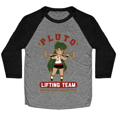 Pluto Lifting Team Parody Baseball Tee