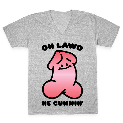 Oh Lawd He Cummin' NSFW Parody V-Neck Tee Shirt