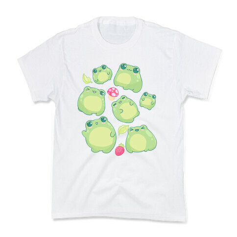 Kawaii Frogs Pattern Kids T-Shirt