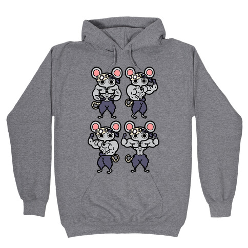 Muscle Mice Pattern Parody Hooded Sweatshirt