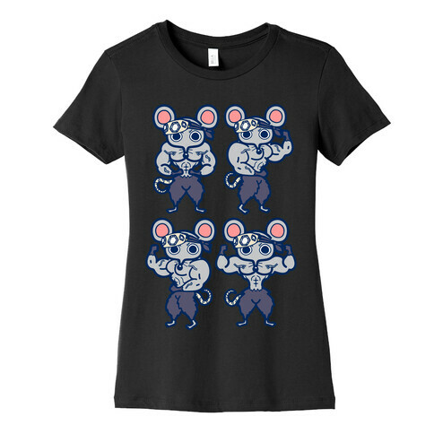 Muscle Mice Pattern Parody Womens T-Shirt