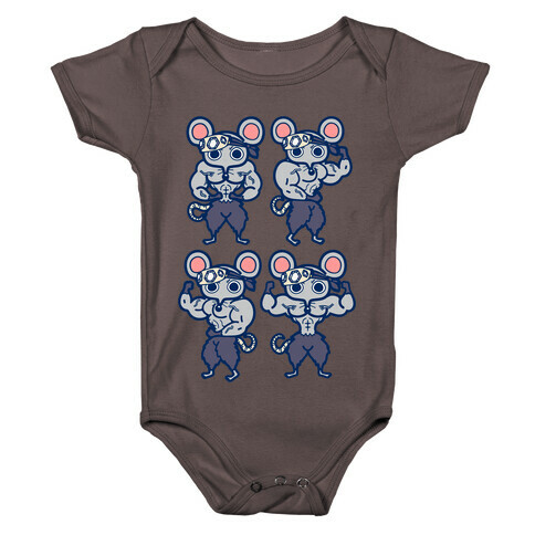 Muscle Mice Pattern Parody Baby One-Piece