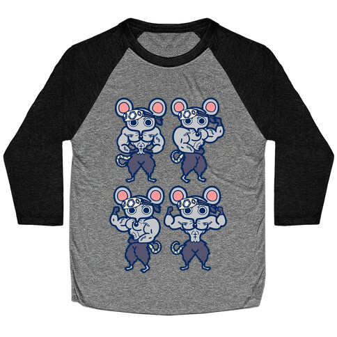 Muscle Mice Pattern Parody Baseball Tee