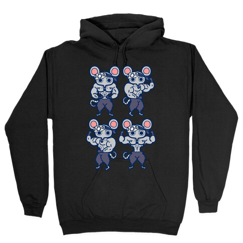 Muscle Mice Pattern Parody Hooded Sweatshirt