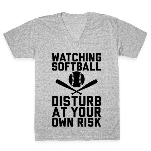 Watching Softball V-Neck Tee Shirt