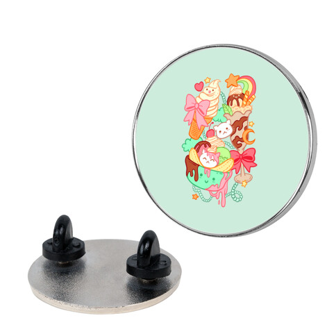 Cute Cat Sundae & Kawaii Ice Cream Pin