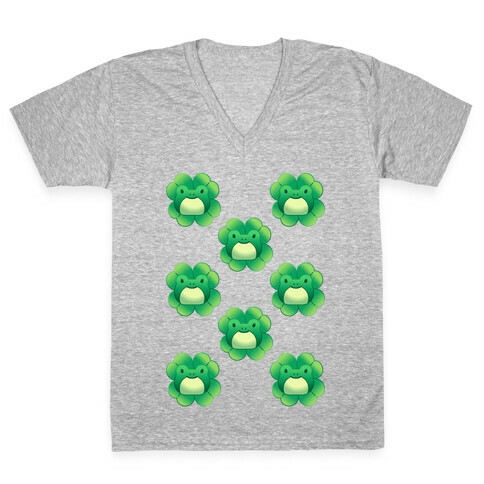 Frog Leaf Clover  V-Neck Tee Shirt