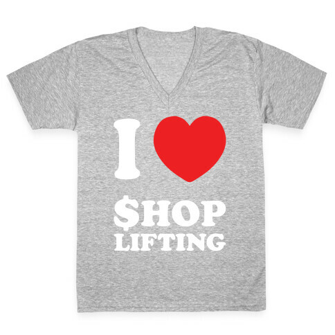 I Heart Shoplifting V-Neck Tee Shirt