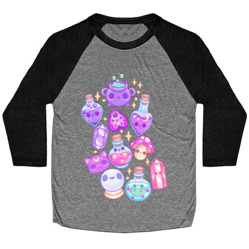 Kawaii Witchy Pattern Baseball Tee