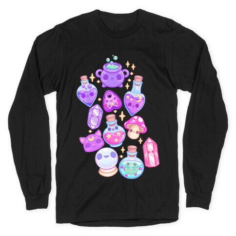 Kawaii Witchy Pattern Long Sleeve T-Shirt