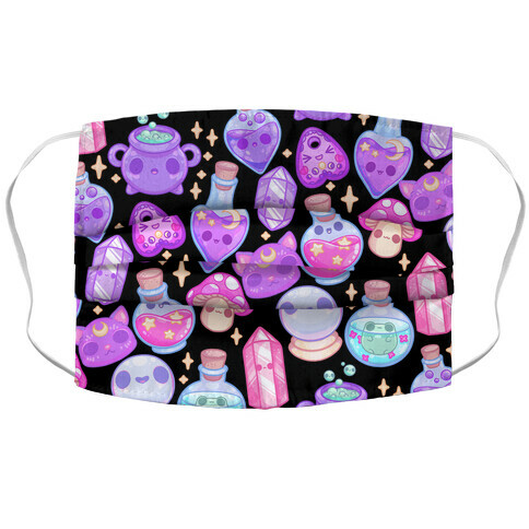 Kawaii Witchy Pattern Accordion Face Mask