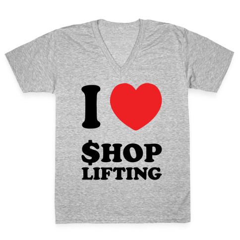 I Heart Shoplifting V-Neck Tee Shirt