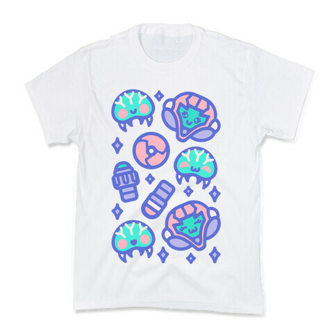 Kawaii Pastel Space Bounty Hunter and Aliens Parody Pattern Kids T-Shirt