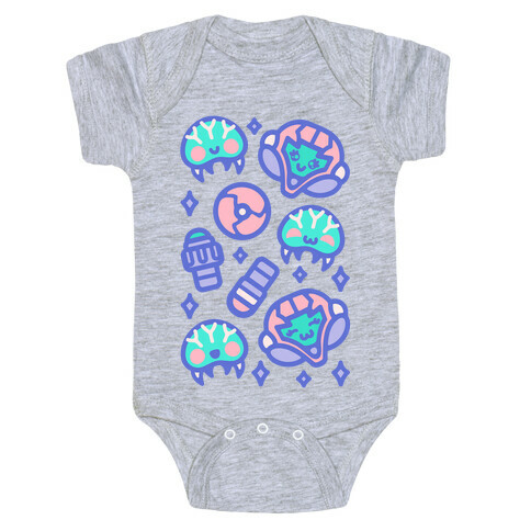 Kawaii Pastel Space Bounty Hunter and Aliens Parody Pattern Baby One-Piece