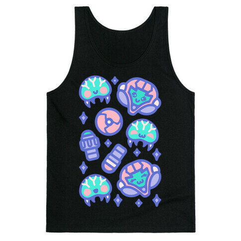 Kawaii Pastel Space Bounty Hunter and Aliens Parody Pattern Tank Top