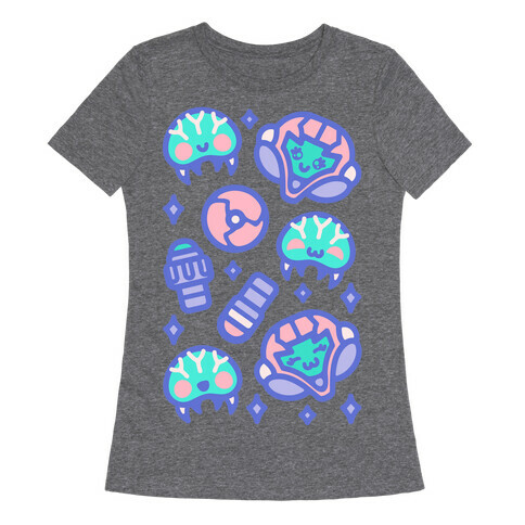 Kawaii Pastel Space Bounty Hunter and Aliens Parody Pattern Womens T-Shirt