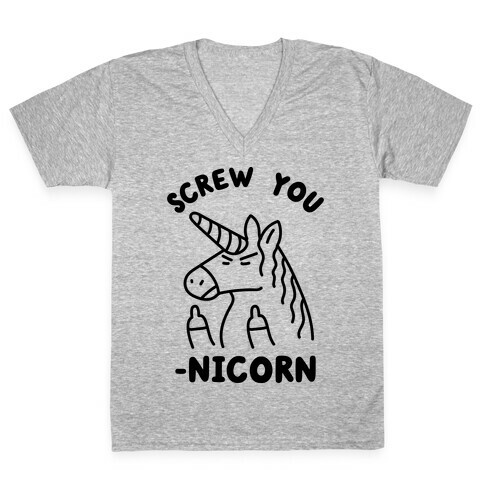 Screw You-nicorn V-Neck Tee Shirt