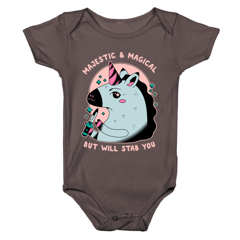 Majestic & Magical, But Will Stab You Unicorn Baby One-Piece