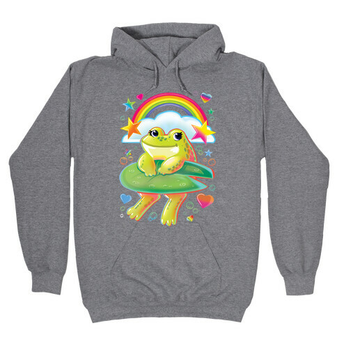 90's Rainbow Frog Hooded Sweatshirt