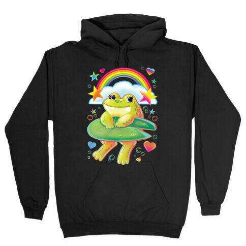 90's Rainbow Frog Hooded Sweatshirt