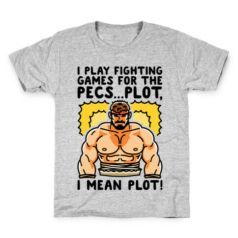 I Like Fighting Games For The Pecs I Mean Plot Parody Kids T-Shirt