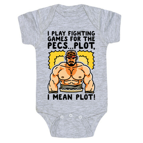 I Like Fighting Games For The Pecs I Mean Plot Parody Baby One-Piece