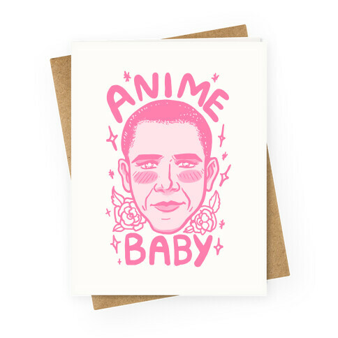 Anime Baby Obama Greeting Card