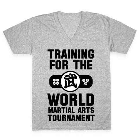 Training for the World Martial Arts Tournament V-Neck Tee Shirt
