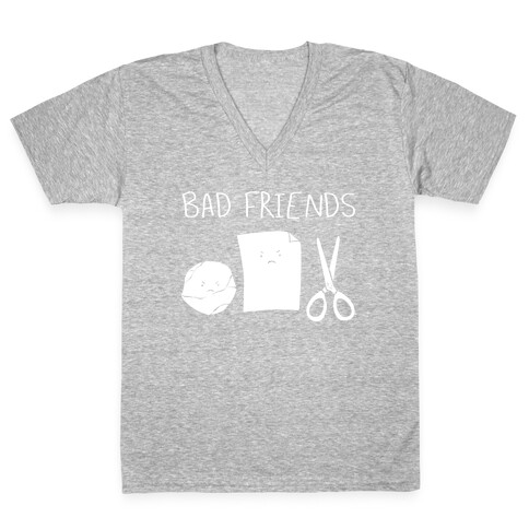 Bad Friends Parody (white) V-Neck Tee Shirt