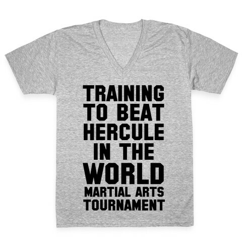 Training to Beat Hercule in the World Martial Arts Tournament V-Neck Tee Shirt