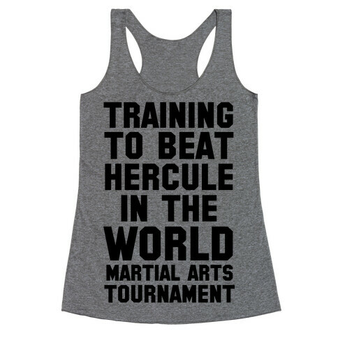 Training to Beat Hercule in the World Martial Arts Tournament Racerback Tank Top