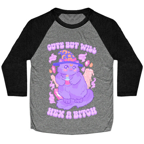 Cute But Will Hex a Bitch Cat Baseball Tee