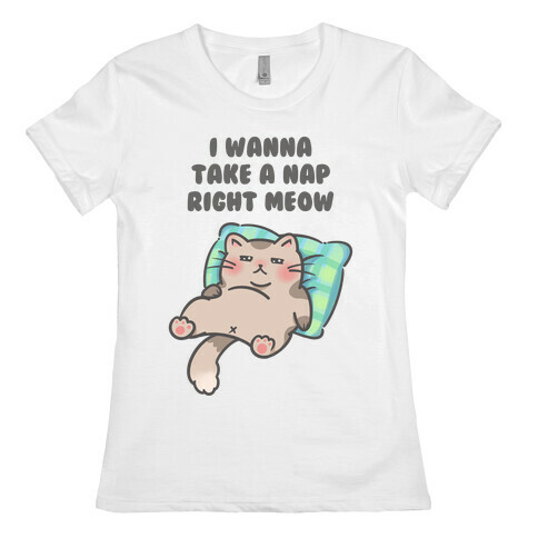 I Wanna Take A Nap Right Meow Womens T-Shirt