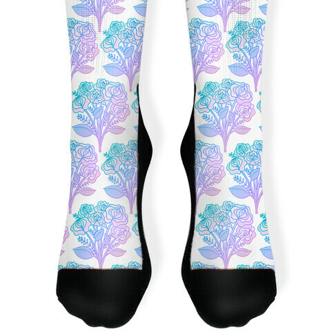 Floral Penis Pattern Blue Socks