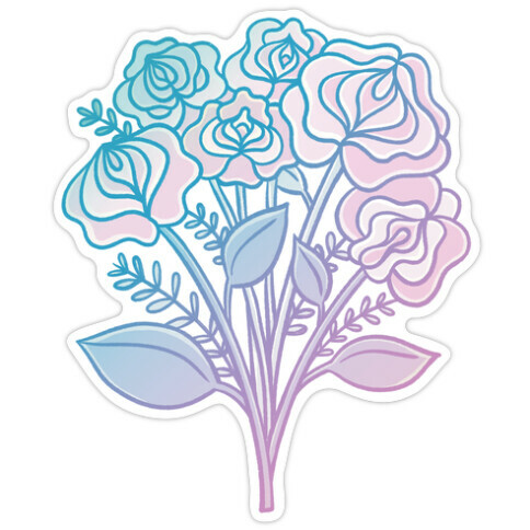 Pastel Vulva Bouquet Die Cut Sticker