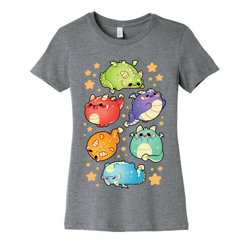 Kawaii Dragons Pattern Womens T-Shirt