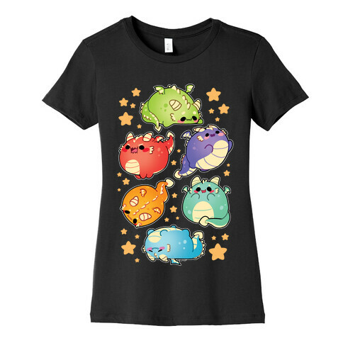Kawaii Dragons Pattern Womens T-Shirt