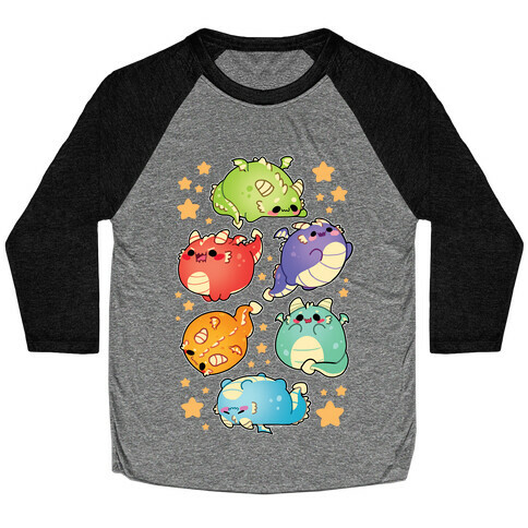 Kawaii Dragons Pattern Baseball Tee