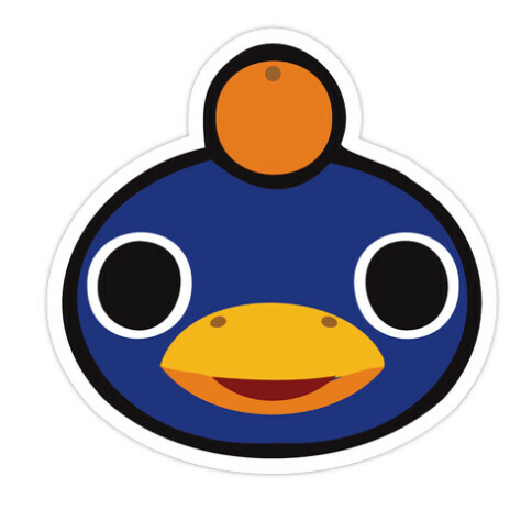 Roald Sitting With An Orange On His Head (Animal Crossing) Die Cut Sticker